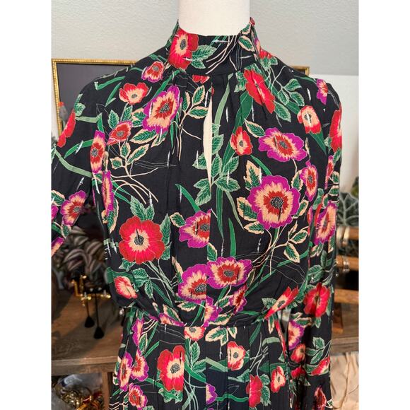 $470 NEW Misa Kora Floral Long Sleeve Maxi Dress Black Sz S - Picture 4 of 8